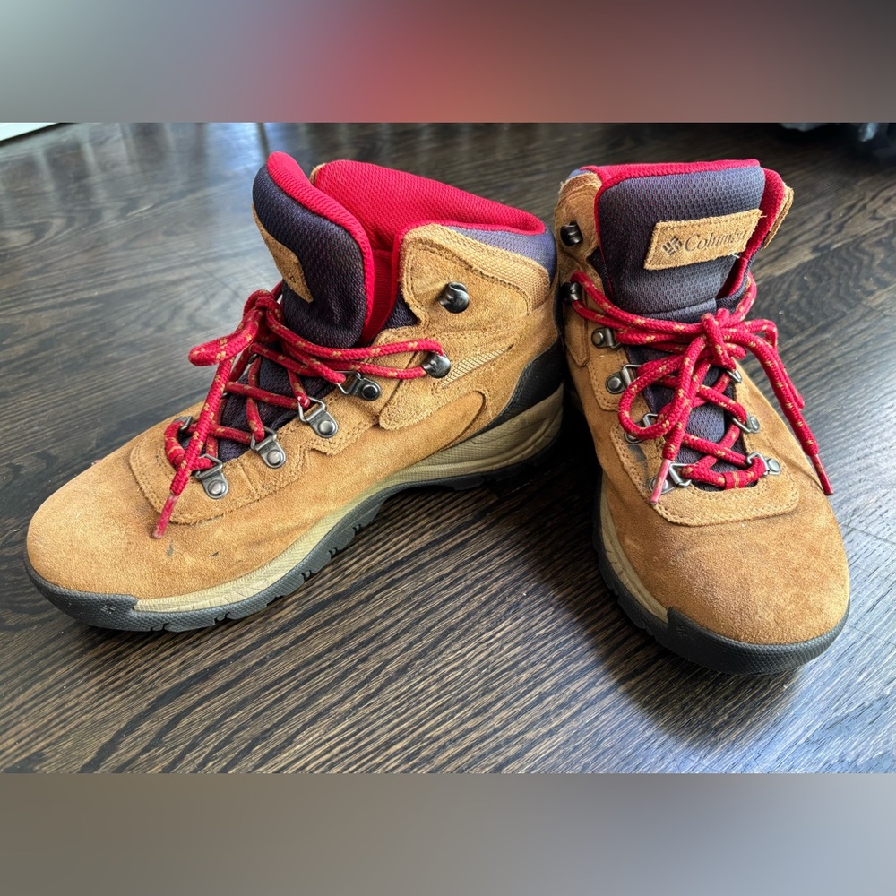 Columbia Tan and Red Hiking Boots with Ankle Support